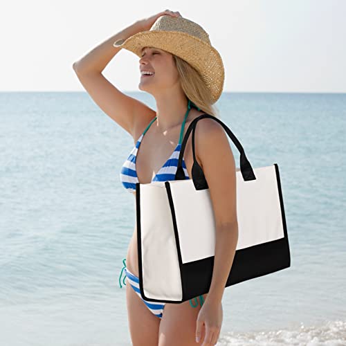 Lamyba Bride Bag with Makeup Bag and Reinforced Bottom, Bridal Shower Gifts - Black and White, 16.5" x 12" 6.7" - Image 4