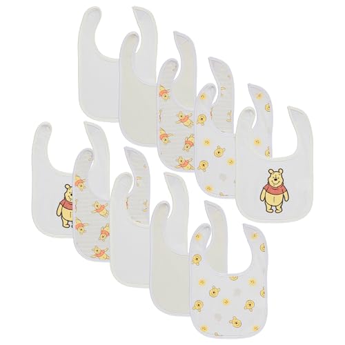 Image of Disney 10-Pack Mickey Mouse Baby Bibs – Ten Soft, Absorbent, and Adjustable Cotton Bibs for Mess Free Meals