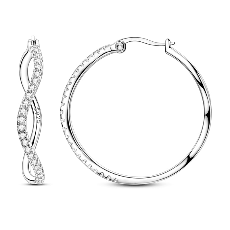 Parmuz Creolen für Damen, 925 Sterling Silber, klein, mit St
