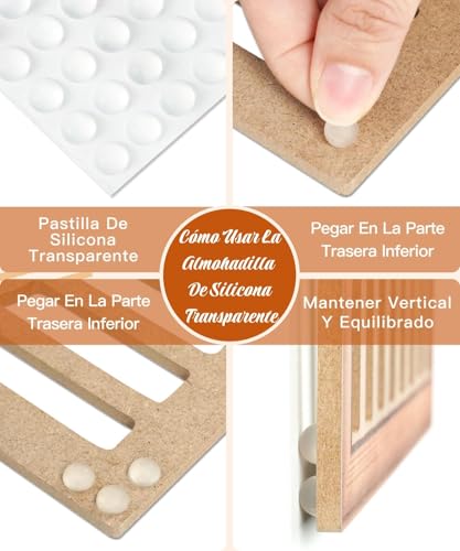 Miniatura 3 de Putuo Decor Set 3 Cuadros Pared Verde Salvia Abstractos Botánicos, Arcos Geométricos Hojas, Marco Efecto Madera, Estilo Nórdico Minimalista, Salón Dormitorio Recibidor Oficina