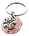 Clover Charm Layered Over 2012 Penny Keychain, 7 year Anniversary Gift, Couples Keychain