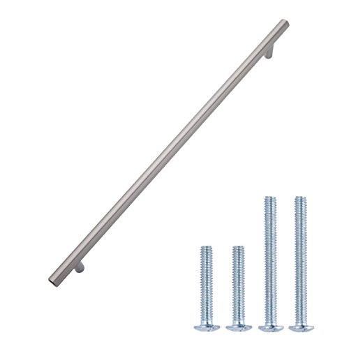 Amazon Basics Euro Bar Cabinet Handle (1/2-Inch Diameter), 15-Inch Length (12.63-Inch Hole Center), Polished Chrome, 10-Pack #TOP22