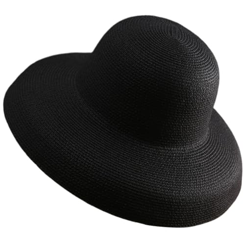 Wide Brim Woven Casual Sun Hat Summer Beach Headwear Breathable Foldable Sun Protection Holiday Straw Bucket Hat