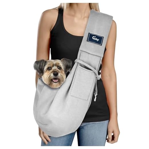 Cuby Dog and Cat Sling Carrier – Hands Free Reversible Pet Papoose Bag -- Soft Pouch and Tote Design – Suitable for Puppy, Small Dogs, and Cats for Outdoor Travel (Classic Grey)