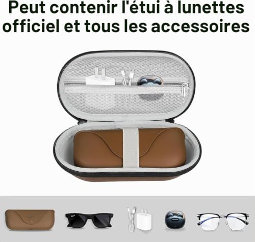 Lokyoyo Étui de transport rigide pour Ray-Ban Me.ta Wayfarer/Skyler/Headliner Boîte de chargement intelligente Tous les accessoires, étui portable pour lunettes – vue 4