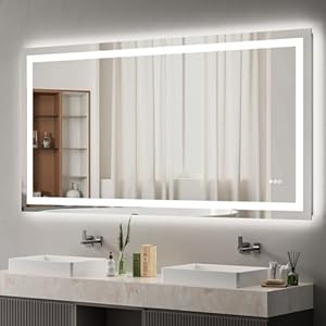 SHYWENHSIU 72″ x 36″ LED Bathroom Mirror with Lights, Frontlit & Backlit, Stepless 3 Colors Temperature, Anti-Fog, Tempered Glass Wall Mirror with ETL Listed, Horizontal/Vertical