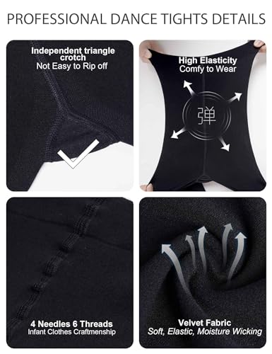 Image of Daydance Toddler Girls Women Soft Ballet Convertible Tights for Dance, Gymnastics, Under Dress, 60D, 2-15 Years, Women Size