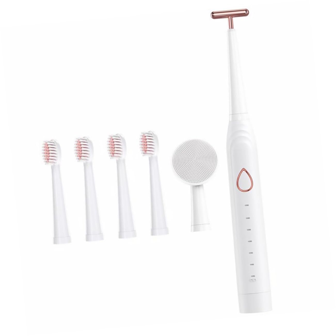 FOMIYES Spazzolino Elettrico a Ultrasuoni con Funzione di Pulizia e Detersione del Viso, Abs Bianco, Versione 1.5v 2w, Ipx7, per Ragazzo Ragazza e Adulti