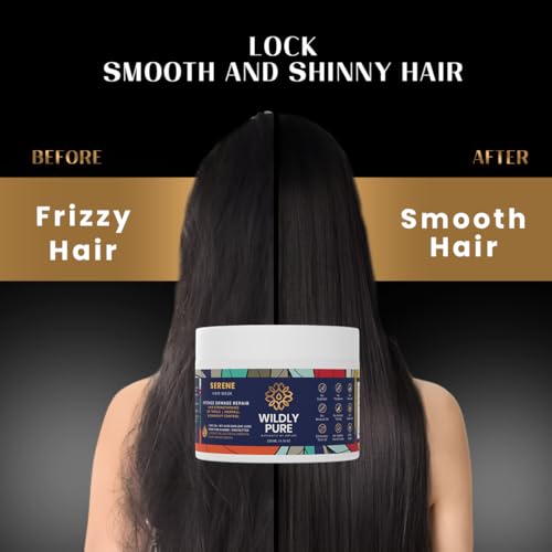 Image of Wildly Pure Professional Hair Mask for Dry, Frizzy & Damaged Hair | 7 Days Spa Smoothening | Natural Biolipid Complex &12 Oils | Strengthening & Repair | Men & Women | 200ML (Serene)