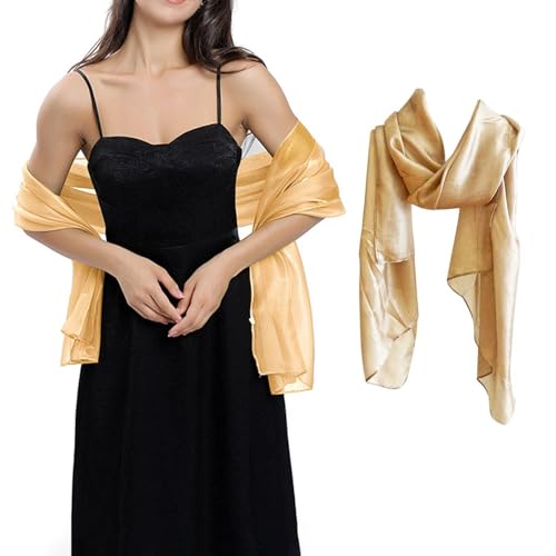 YSJCHEBS 1 Morceau D'Écharpe En Or Champagne, Écharpe Mince Respirante, Foulard Multi-Fonctionnel, Décoration De Vales