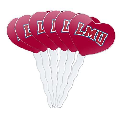 Loyola Marymount University Primary Logo Heart Love Cupcake Picks Toppers Decoration Set of 6