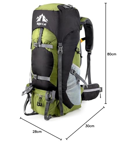 Foto von Night Cat Wanderrucksack 70L Rucksack: Trekkingrucksack Reiserucksack Herren Damen Atmungsaktiv für Camping Trekking Mountainering Klettern Fahrradreisen