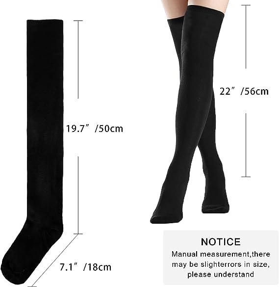 Image of TRAZO Women's Thigh High Socks Over the Knee High Knitted Casual Boot Socks, Striped Long Fashionable Stockings Pack of 1