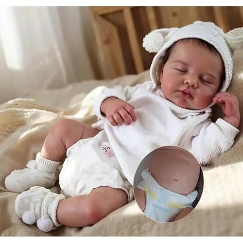 Zero pam Reborn Baby Puppen 20 Zoll Lebensechte Babypuppe Weichkörper Reborn Puppe Mit Haaren Schlafend Baby Puppen Wie Echt Puppe Ab 2 Jahre Mit Zubehör (Klassisch)