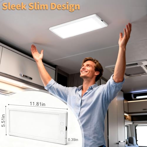 RV Lights Interior,3 Color Rv LED Super Bright Fixture,12V Ceiling Dome Light with ON/Off Dimmable Switch Energy Saving for Camper/Car/Trailer/Boat (Warm+Natural +Cold Light) by SFNN - Used condition - Image 6