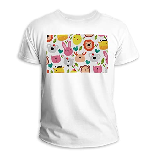 T-shirt col rond coton motif animaux mignons pour un look joyeux