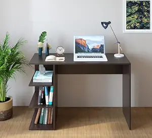 Burlyworth Qualish Engineered Wood Study Table, Computer, Laptop, WFH Office Desk with Storage (Matte Finish) (Wenge)