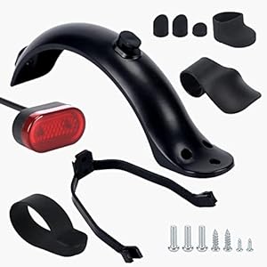 Garde Boue Trottinette,Electrique Arrière Garde-Boue,avec feu Arrière et Support, Protège Contre Les Projections de Boue,pour Xiaomi Les Scooters M3651S-Pro (Noir)