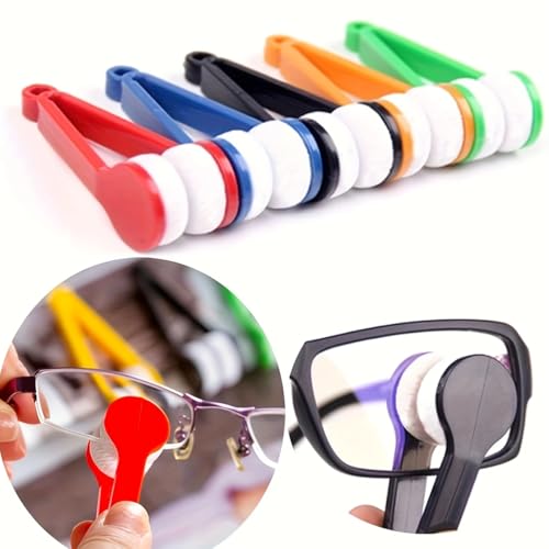 Eyeglass Lens Cleaning Tool, 4 Pack Mini Cleaners, Microfiber Pads (red)