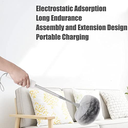 Image of 360 Spin Electric Duster, USB Rechargeable Duster Brush with Extension Pole, Duster Brush Tool Household Helper for Window Blinds Furniture Ceiling Fan