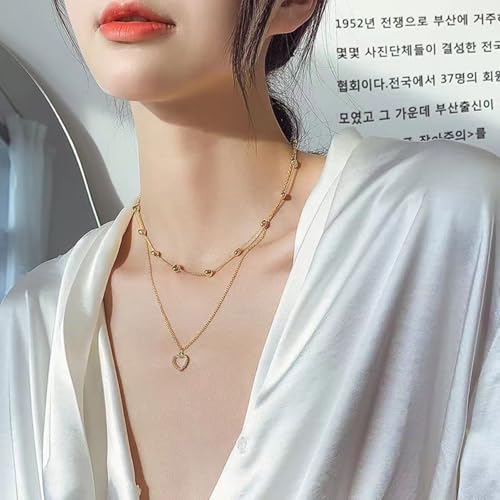 Collier double couche cœur en or, le pendentif de mariage idéal à offrir