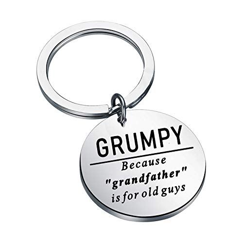 Image of TIIMG Grumpy Keychain Grandfather Grumpy Gifts for Grandpa Grandpa Keychain - Silver - conventional