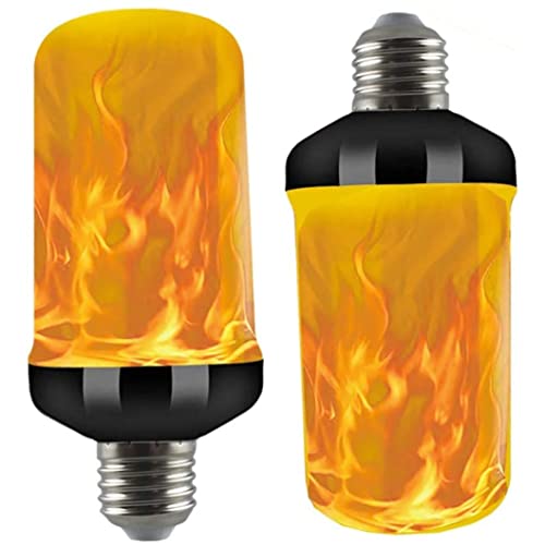 FEELMEET Led Flame Effect Glühbirne, Flammenkerzen -licht Flammen Licht Ambiente Vier Modi Dekoration Glühbirne Für Gartenpartydekorationen (warmes Licht, E26 Bas, 2 Packung) Cover