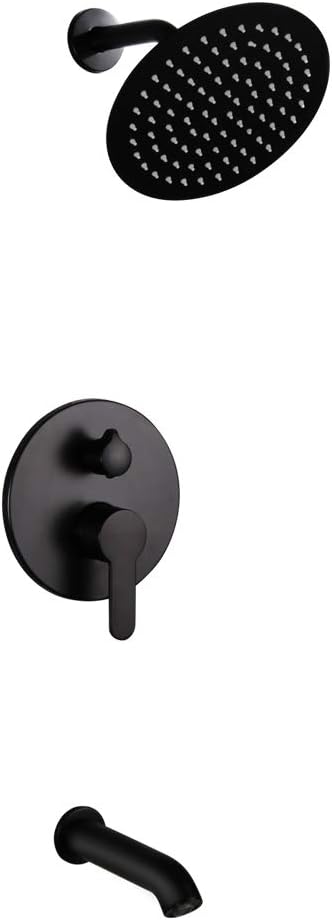 Gеt Dіѕсоunt оƒƒеr Matte Black Tub and Shower Trim Kit Shower Faucet Set with Tub Spout with Rough-in Valve, Single Handle Bathroom Luxury Rain Mixer 8 Inch Shower Head System Wall Mounted Rainfall Shower Combo Set