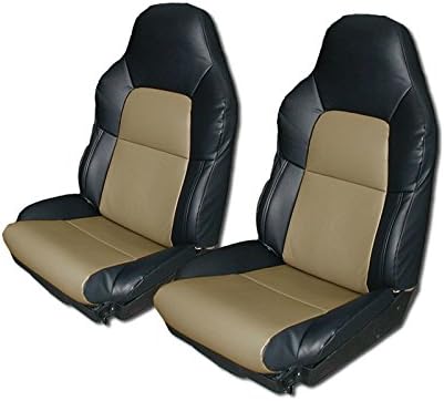Iggee Custom Made OEM FIT Artificial Leather seat Covers (Pair) for Chevy Corvette C4 Standard(Base) 1994-1996 (Black)