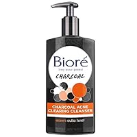 Biore Charcoal Acne Clearing Facial Cleanser with 1% Salicylic Acid and Natural Charcoal Helps Prevent Breakouts and Absorb Oil for Deep Pore Cleansing, 200ml