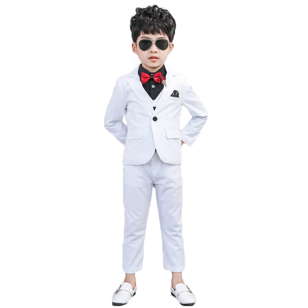 Traje para Niño Boda Ceremonia Conjunto, Blazer + Chaleco + Pantalones + Camisas + Pajarita 5 Piezas Traje de Ceremonia Trajes de Ajustado Traje Formal Ropa de Fiesta Boda