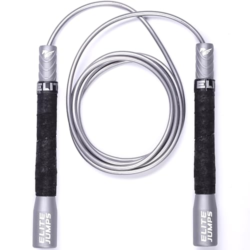 Elite Jumps Fit Plus Pro Freestyle PVC, 4mm Cord Skipping Rope, Cardio, Adjustable 10ft Length with...