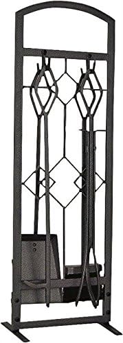 Rocky Mountain Goods Fireplace Tool Set - Brush, Poker, Shovel, Tongs, Stand - Heavy Duty Steel Construction (Natural)