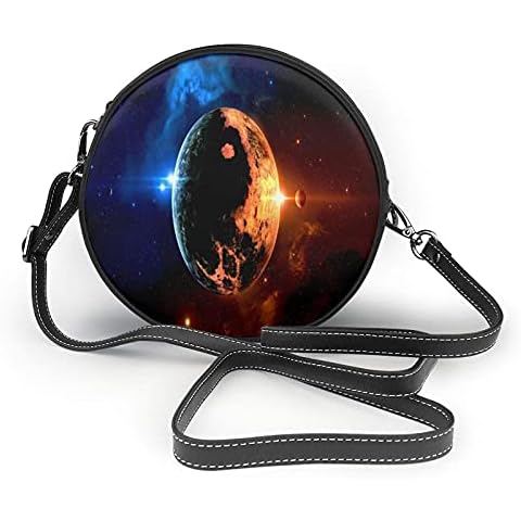 Space Yin Yang Planet Cross Body Bag Women Leather Round Shoulder Bag Small Waterproof Purse Cover