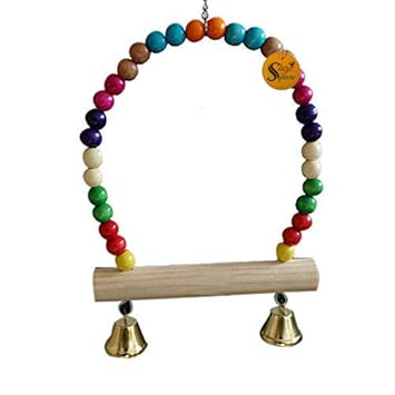 Sage Square Natural Wood Hanging Swing Toy for Small, Medium & Large Birds
