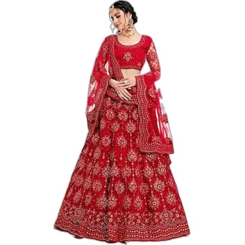 ZAALIMA FASHION Embroidered Semi Stitched Lehenga Choli Dupatta set with unstiched blouse piece and Flare Lehenga choli