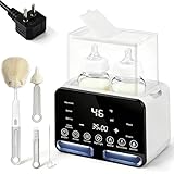6-in-1 Flaschenwärmer Baby,2 Flaschen Fähigkeit, Dampfsterilisierung, Auftauen,Echtzeit-Temperaturanzeige & Warmhaltefunktion,Milch-und Babykostwärmer Sterilisator für Babyflaschenn (Schwarz)