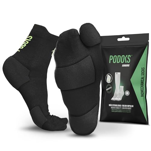 PODOKS® Calcetines Running Hombre y Mujer - Caña Media | Compresión deportiva y almohadillado estratégico | Alivia Fascitis Plantar | Sirve para Padel, Crossfit, Trekking y cualquier deporte