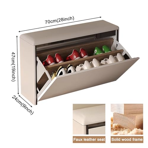 Banc de rangement à chaussures compact avec porte et assise capitonnée pour chambre - 4
