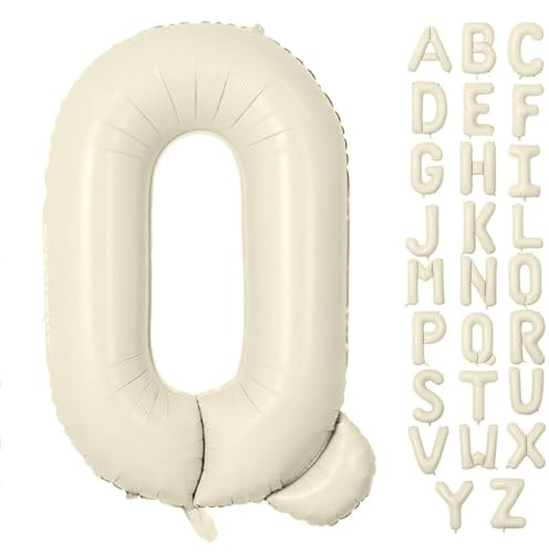 YUNSHANGMO Letter Balloon 40Inch Cream White Big Alphabet Balloons Letter Q