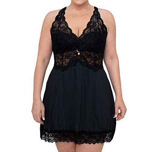 Camisola Plus Size Bijoux Tamanho:48;Cor:Preto;Gênero:Feminino
