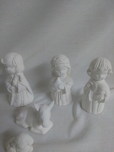 Kids Nativity 3" to 4" Set 11 Piece Ceramic Bisque, Ready to Paint