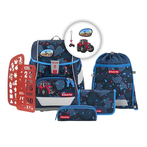 Step by Step Schulranzen-Set 2IN1 Plus „Tractor Freddy“ 6-teilig, blau,...