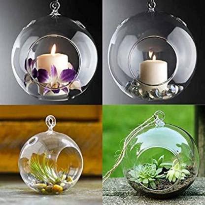 Virya Glass Hanging Planter, Tea Light Candle Holder (5 x 6, 4) 3