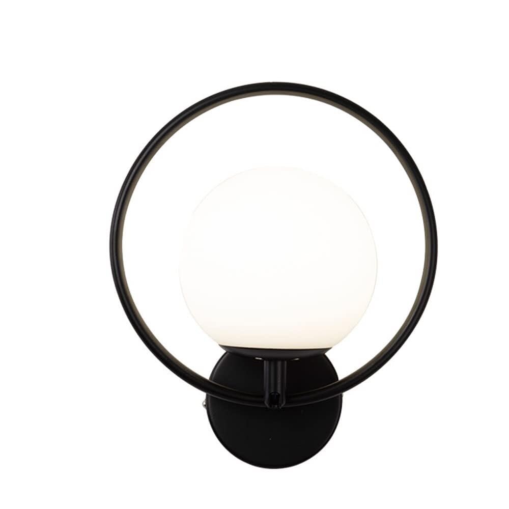 HUAYUSEDF Industrial Black/d Metal Wall Lamp - Globe Glass Sconce for Bedroom, Bathroom, Living Room, Study, Entryway, Restaurant Stylish Mounted Lighting Fixture (A)(A)