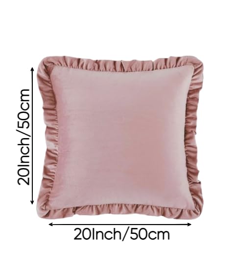 Image of Amazon Brand - Umi Velvet Blush 20x20 Pillow Covers, Set of 2 Decorative Ruffle Cushoin Pillow Covers for Sofa Couch