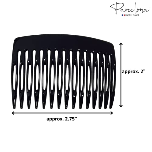 Peine lateral Parcelona negro brillante 15 dientes 2 piezas miniatura 6