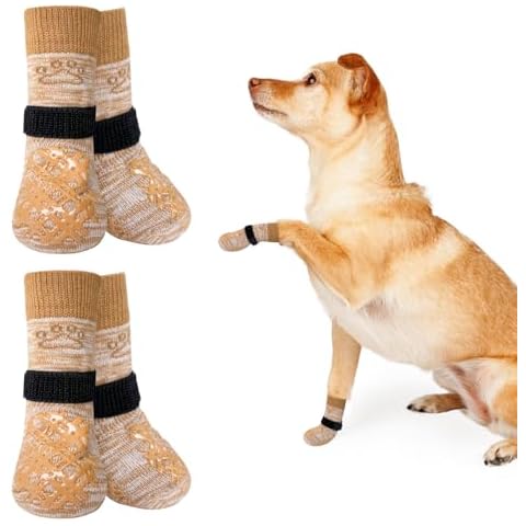 BEAUTYZOO Dog Socks to Prevent Licking Paws, Dog Shoes for Hot Pavement Small Medium Large Senior Dog Booties, Non Slip Dog Boots & Paw Protectors for Hardwood Floors Traction Control Indoor Cover