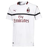 Gestickte PUMA Cat-Logos PUMA Jungen AC Milan Away Shirt Replica SS Kids with Sponsor Logo Trikot, White-Tango Red, 164 EU