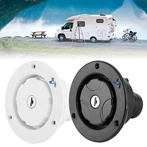 Image of Black Fresh Water Fill Hatch Inlet Round Water Inlet Fill Lock Tank Filling Port W /Key for RV Yacht Camping Suitable for Yacht Camper Trailer(Black)